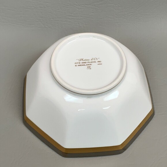 Fitz & Floyd Platine d' Or 7" Bowl Octagon Octagonal Gold Platinum - Picture 5 of 7